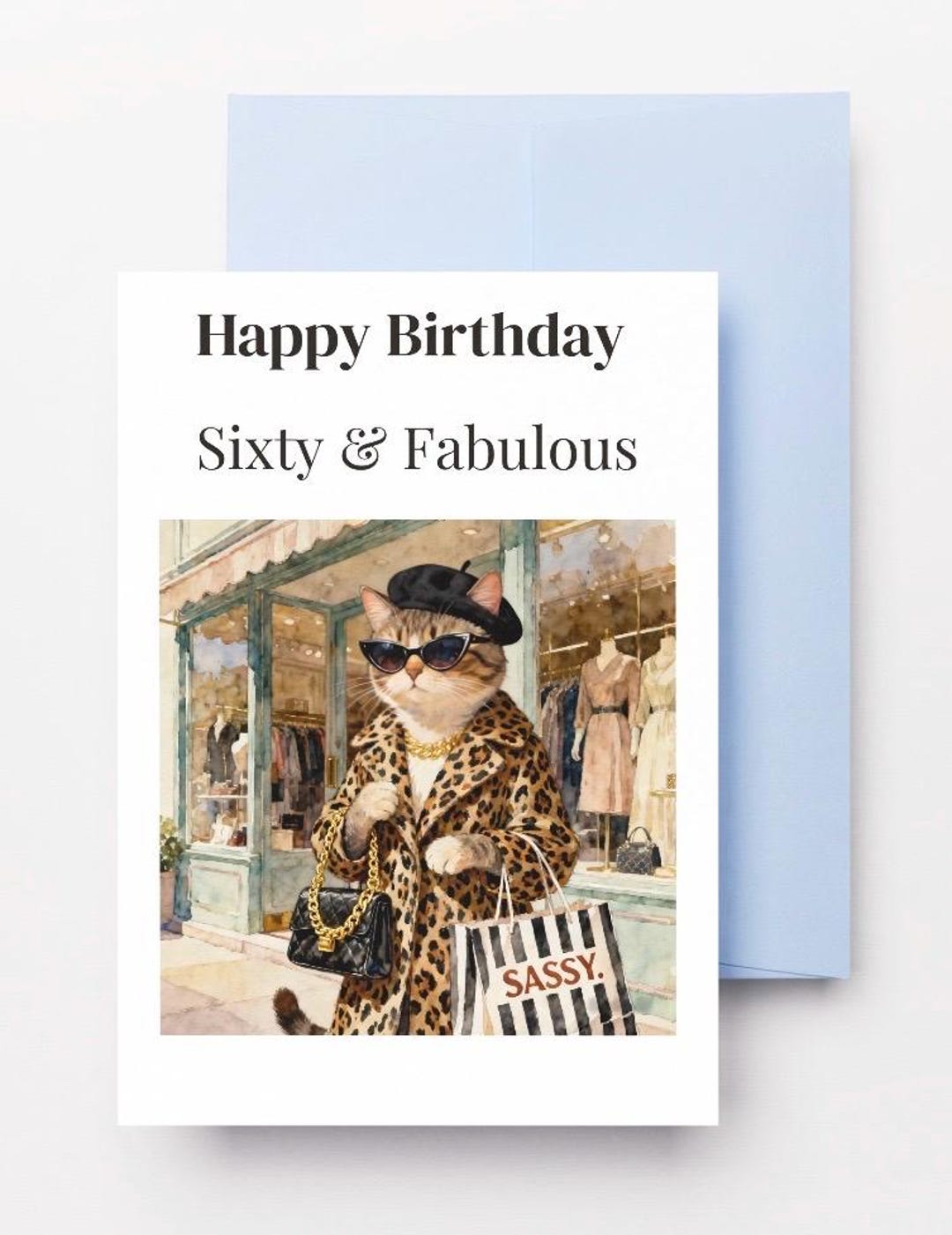 Printable Funny 60th Birthday Card for Her, 60 and Fabulous Crazy Cat ...