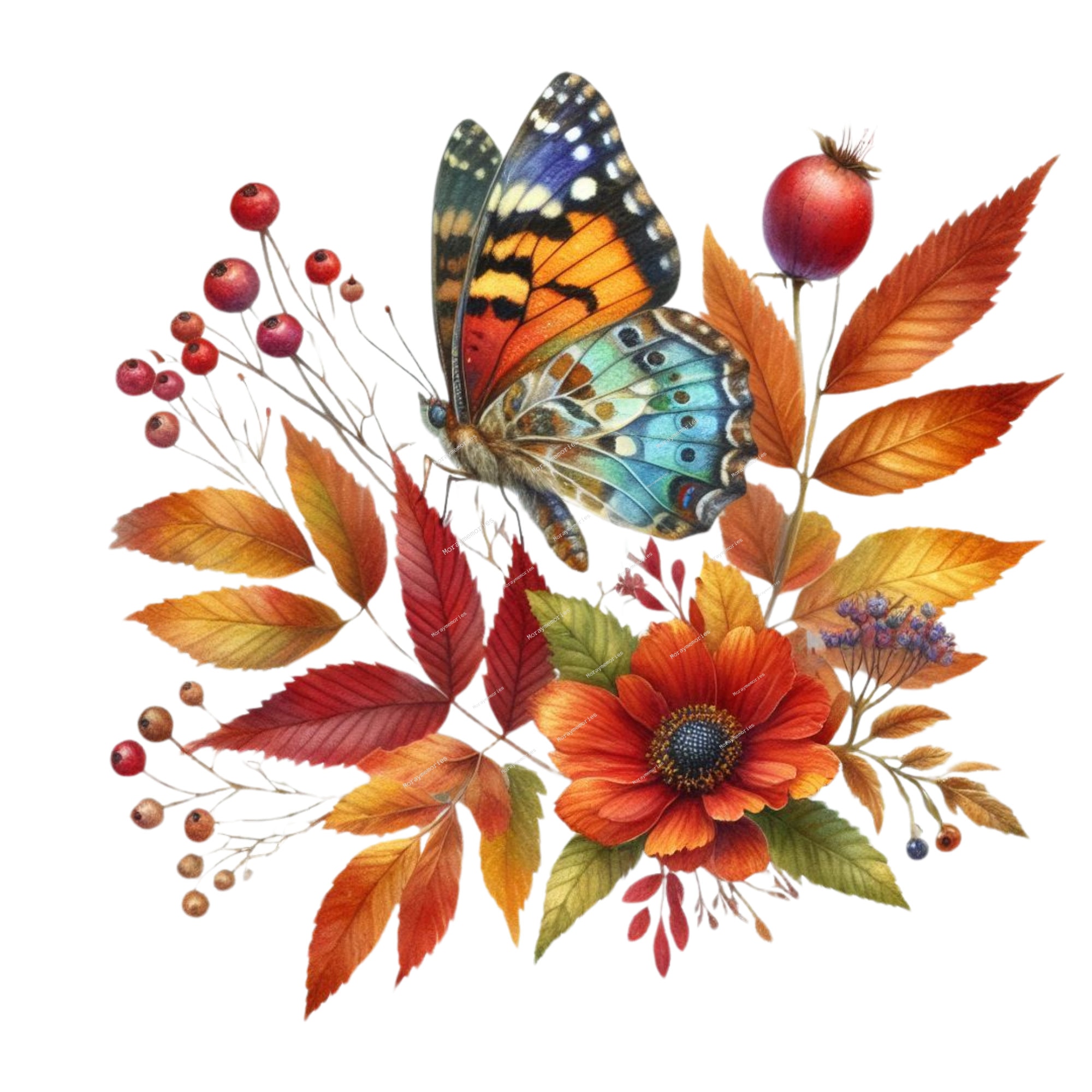 Pretty Autumn Butterflies Clipart, High Quality Pngs, Digital Art ...
