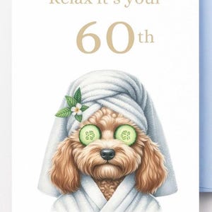 Cartão de aniversário de 60 anos, Cartão de aniversário com cachorro, Download DIGITAL, Cartão de aniversário para impressão, Aniversário da esposa, Cartão de aniversário para esposa, Cartão fofo
