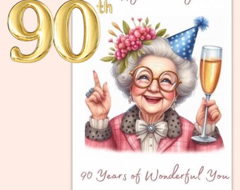 Hunts England Biglietto Di Auguri Per Il 90° Compleanno Della Nonna – '90 & Fabulous', Formato 148x148 Mm, Con Busta Bianca