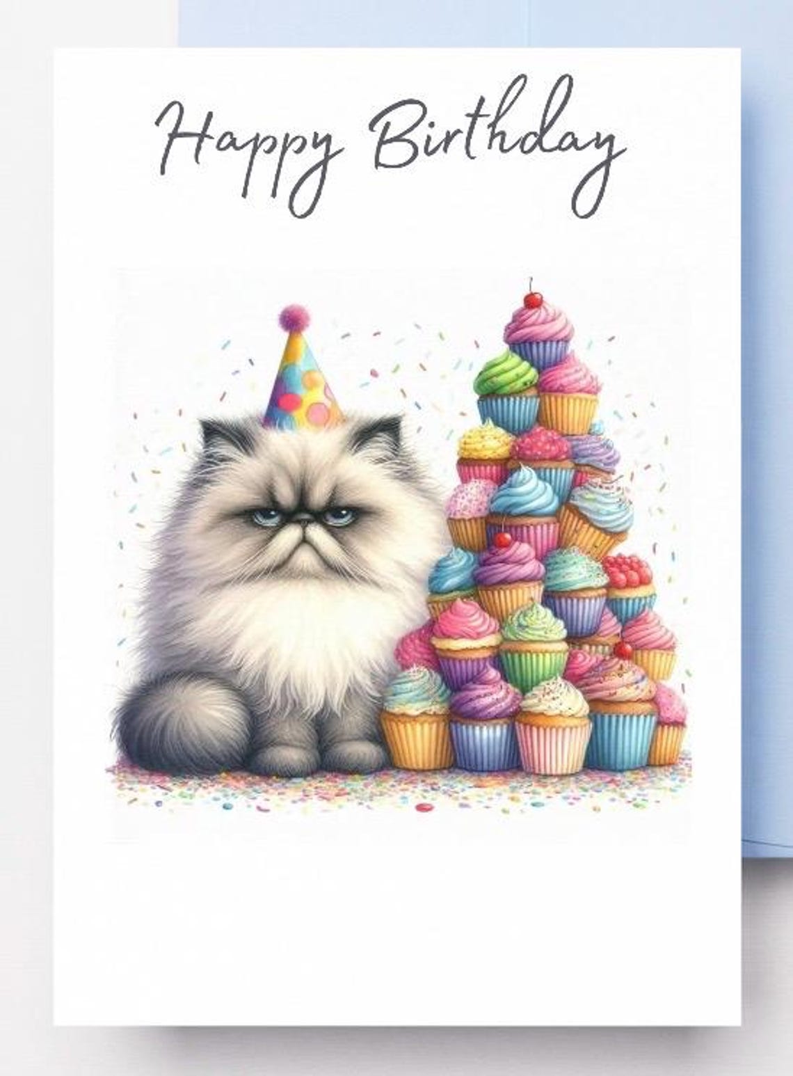 Funny Cat Birthday Card Printable – Instant Download Digital Greeting ...