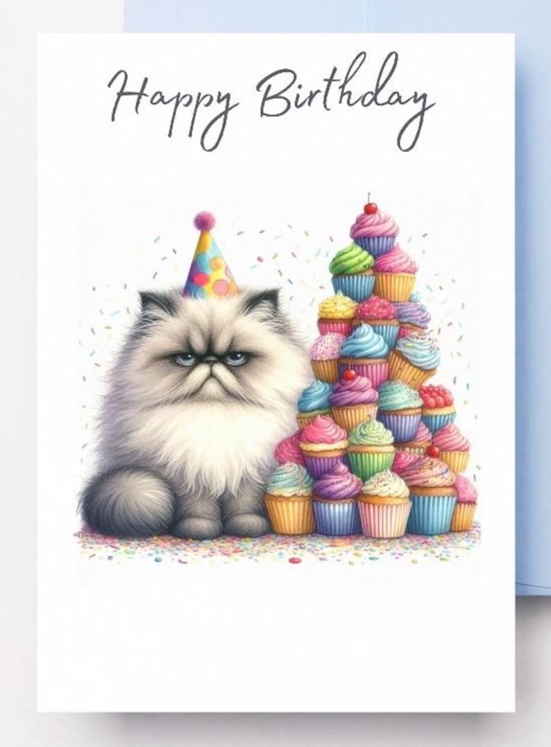 Funny Cat Birthday Card Printable – Instant Download Digital Greeting ...