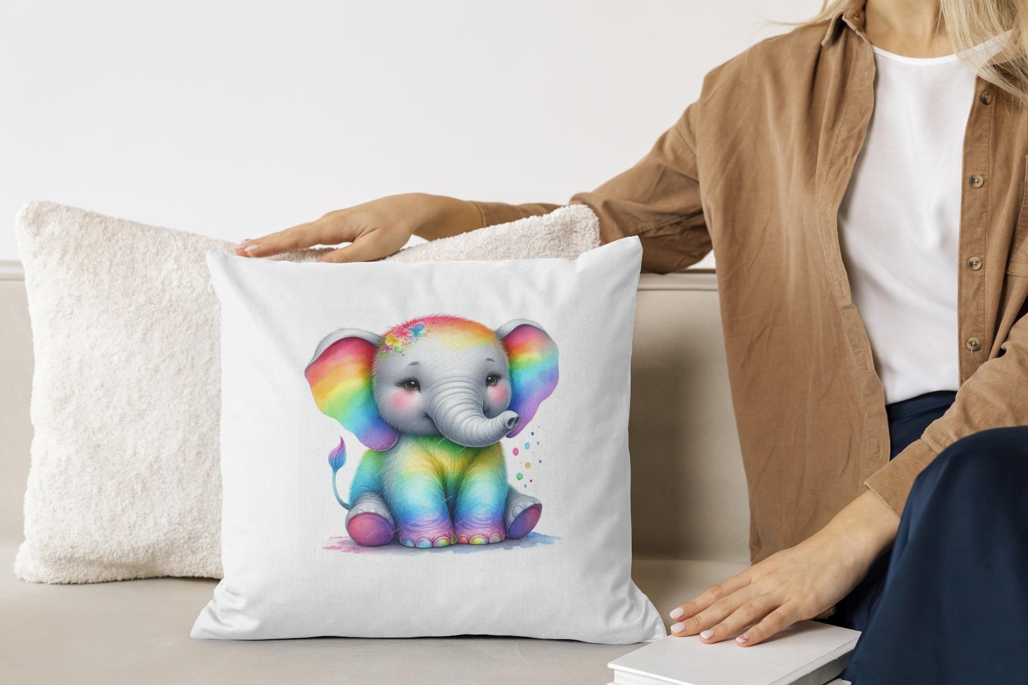 Rainbow Baby Elephant Clipart Bundle (10 PNG) – Cute Elephant Baby ...