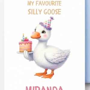 Personalised Printable Birthday Card, Funny Goose Birthday for Friend, DIGITAL Download, Mum, Printable Goose Birthday Card, Silly Goose