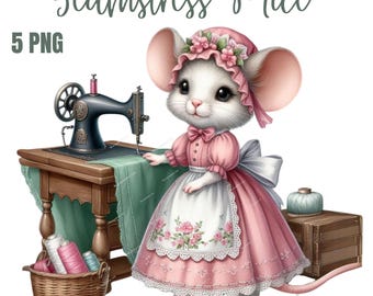 Seamstress Mouse Clipart bundle, Cute Mouse Clipart, Mouse Sublimation,Watercolor Mouse clipart,cute mice,Adorable Mouse Clipart Bundle