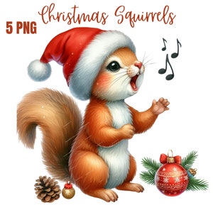 Weihnachten Eichhörnchen Clipart, hochwertige PNGs, Erinnerungsbuch, Junk Journals, Sammelalben, digitale Planer, kommerzielle Nutzung, Sublimation