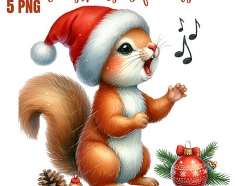 Christmas Squirrel Clipart, High Quality PNGs, Memory Book, Junk Journals, Scrapbooks, Digital Planners, Commercial Use, Sublimation