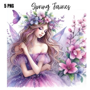 Frühlingsfee png bund, Fee png, Fee Illustration png, Mixed Media, Digitales Papier Handwerk, Sublimation, Kommerzielle Nutzung