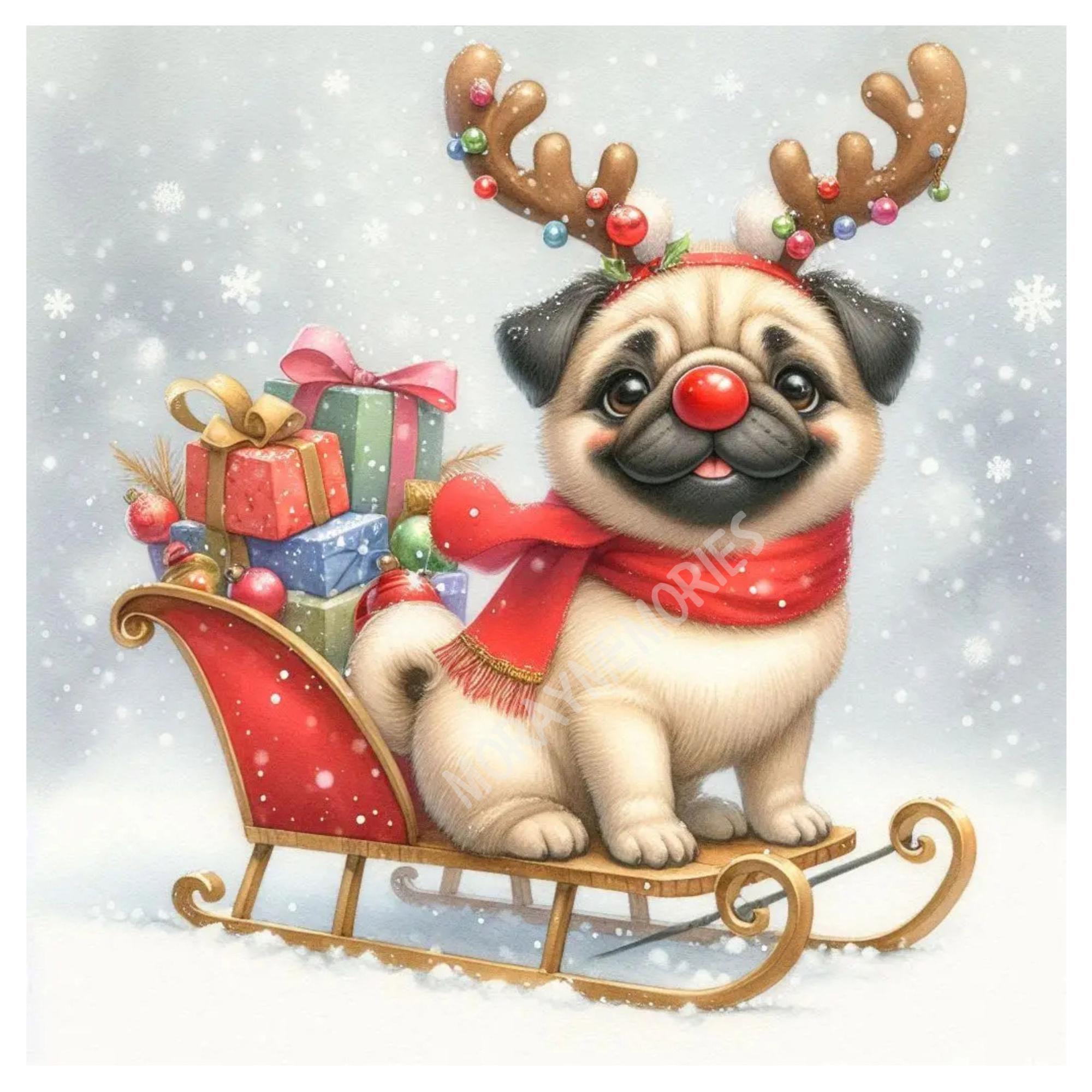 12 Days of Pugmas Clipart Bundle | Cute Christmas Pug 12 Jpgs | Funny ...