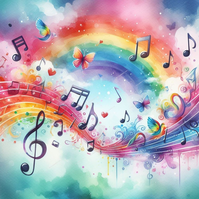 Musical Notes PNG – Colorful Music Notes Clipart Bundle, Watercolor ...