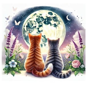 Katze Clipart, Katze Liebe Clipart, druckbare Aquarell Clipart, hochwertige JPGs, digitaler Download, Papiermodelle, Junk-Journal