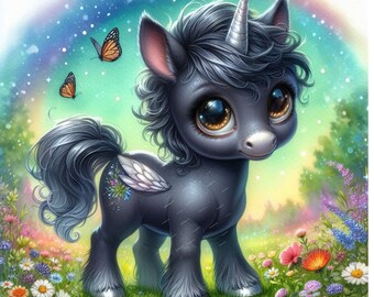 10 PNG Baby Unicorn Watercolor Clipart, Unicorn Сlip art,cute Unicorn,Baby Unicorn png,Unicorn clip art, Rainbow unicorn, commercial use