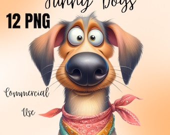 Funny Dog PNG Clipart | Kawaii Dog Portraits | Cute Whimsical Dog Digital Art | Puppy Clip Art for Planners & Scrapbooking | Commercial Use