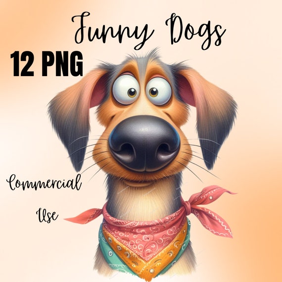 Funny Dog PNG Clipart | Kawaii Dog Portraits | Cute Whimsical Dog Digital Art | Puppy Clip Art for Planners & Scrapbooking | Commercial Use
