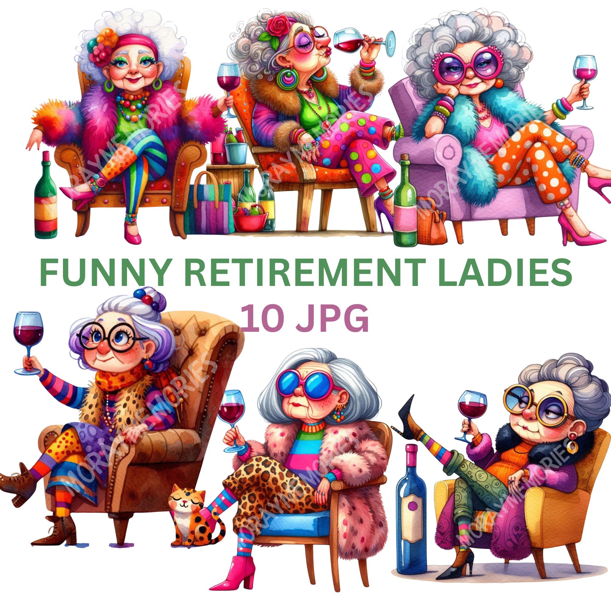 Funny Retirement Clipart Bundle – 10 JPG Images With Quirky ...