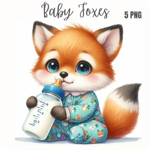 Clipart bébé renard | Ensemble de cliparts PNG Images adorables | Art animalier | Artisanat | Vêtements | Impressions numériques | Utilisation commerciale