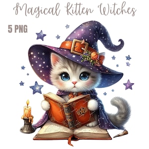 Magical Kitten Witch PNG,watercolor sublimation digital Download, cat Sublimation design, sublimation download, png for sublimation designs