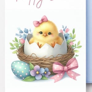 Tarjeta de Pascua, Pollito de Pascua, Descarga digital, Tarjeta de Pascua imprimible, Mamá, Papá, Esposa, Esposo, Hermana, Tía, Nana, Nieta, Nieto