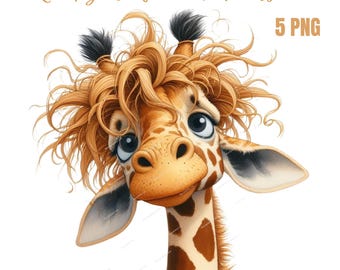 Quirky Safari Animal Clipart – Funny Watercolor Animals PNG, High-Quality Digital Clip Art for Planners, Card Making, Journaling & DIY Craft