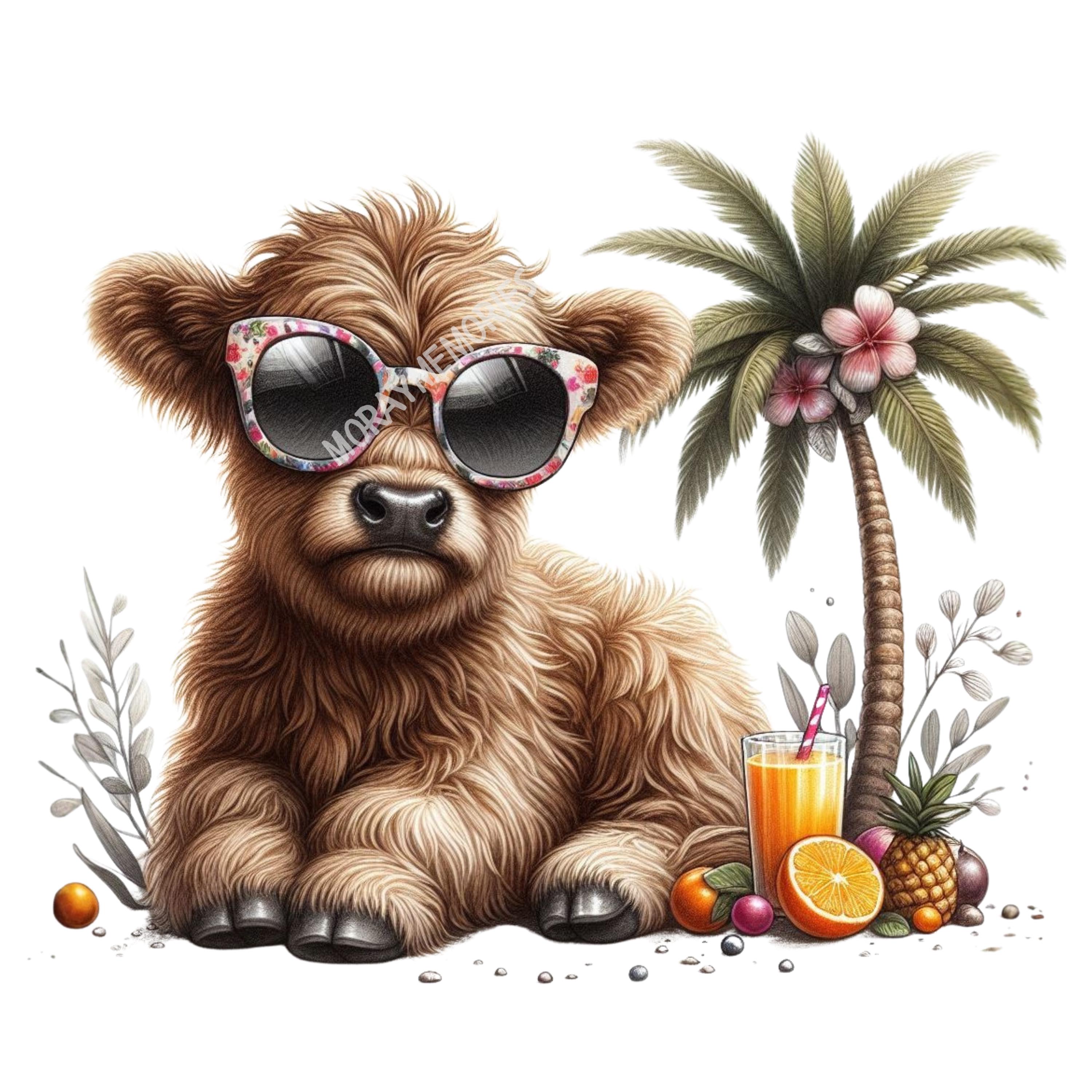 Baby Highland Cow Clipart Bundle, 5 PNG Set, Cute Watercolor Animal ...