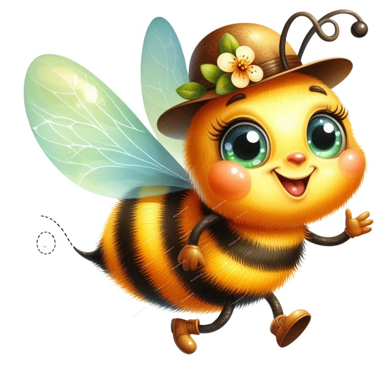 Paquete de imágenes prediseñadas PNG de abejas adorables, imágenes prediseñadas de abejorros kawaii, abejas PNG para Cricut, pegatinas para agendas, álbumes de recortes, abejas para uso comercial imagen 5