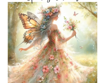 Spring Fairy png bundle, Fairy png, Fairy Illustration png,Mixed Media,Digital Paper Craft,Sublimation,Commercial Use