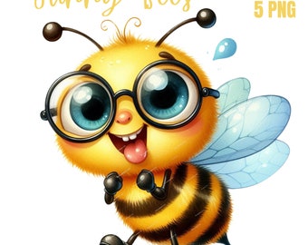 Bundle mignon abeille Clipart PNG, clipart bourdon kawaii, abeille PNG pour Cricut, planificateur d'autocollants, scrapbooking, usage Commercial abeilles