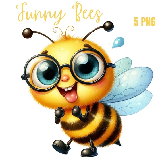 Cute Bee Clipart PNG Bundle, Kawaii Bumble Bee Clipart, Bee PNG for Cricut, Planner Stickers, Scrapbooking, Commercial Use Bees