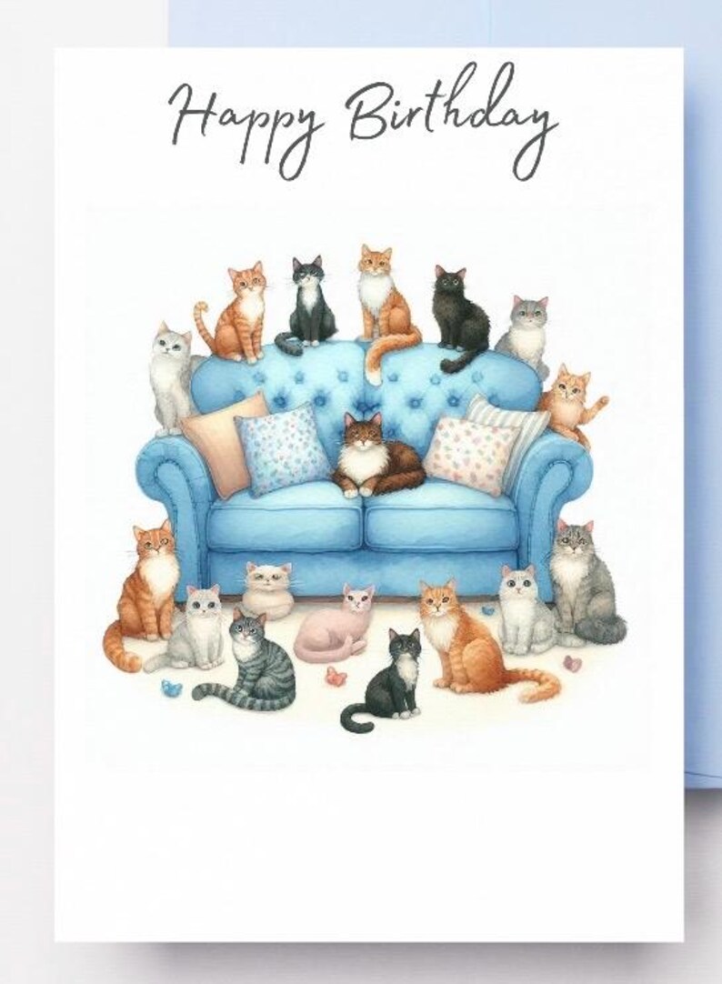 Funny Cat Birthday Card Printable – Instant Download Digital Greeting ...