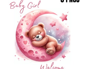 Baby girl Card, Baby daughter card, Welcome to the world, New baby PNG