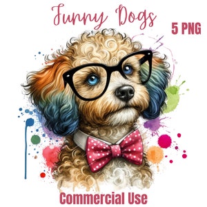 Imágenes prediseñadas de perros peculiares, imágenes prediseñadas de perros caprichosos, perros kawaii, imágenes digitales de perros peculiares, retratos de perros lindos, uso comercial, imágenes prediseñadas de planificador, perros graciosos