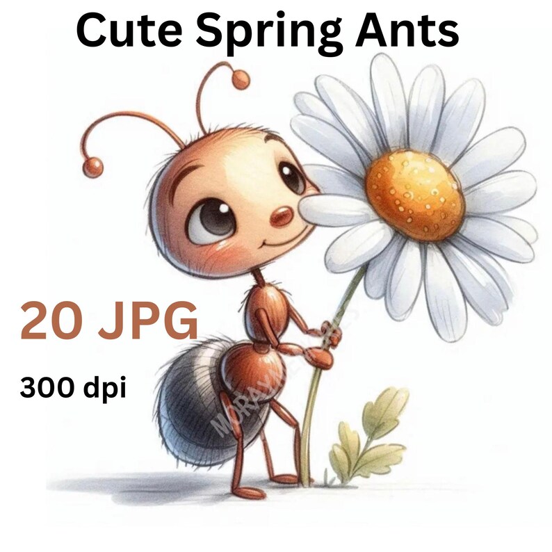20 Whimsical Spring Ant Clipart JPG Bundle – Cute Quirky Bug Art With ...