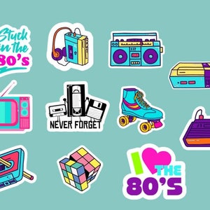 80&#39;s Sticker Set - Old School Stickers - Retro Stickers - Nostalgic Sticker - Vintage Sticker - Laptop Sticker - Waterbottle Sticker