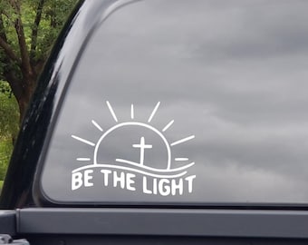 Be The Light Vinyl Decal - Car Sticker Decal - Christian Bible Verse Car Decal - Faith Car Decal - Religious Car Decal