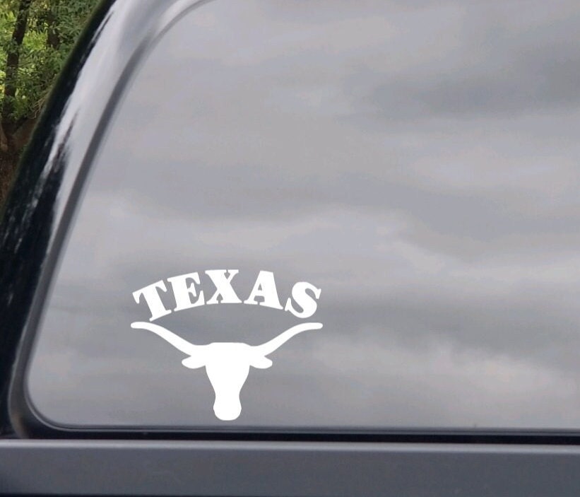 Texas Longhorn Vinyl Decal, Texas Bumper Sticker, Laptop Decal, State