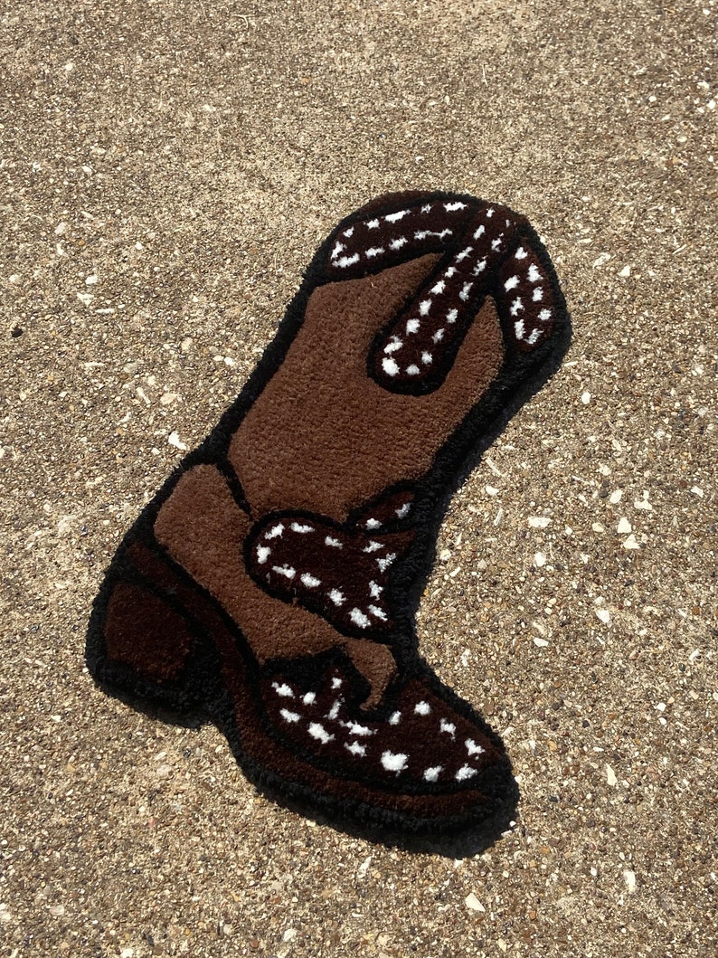 Cowboy Boot Rug/ Western Themed Decor/ Rustic Decor/ Cowgirl Etsy