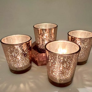 Custom High Quality Clear Glass Candle Holders With Rose Gold Lids