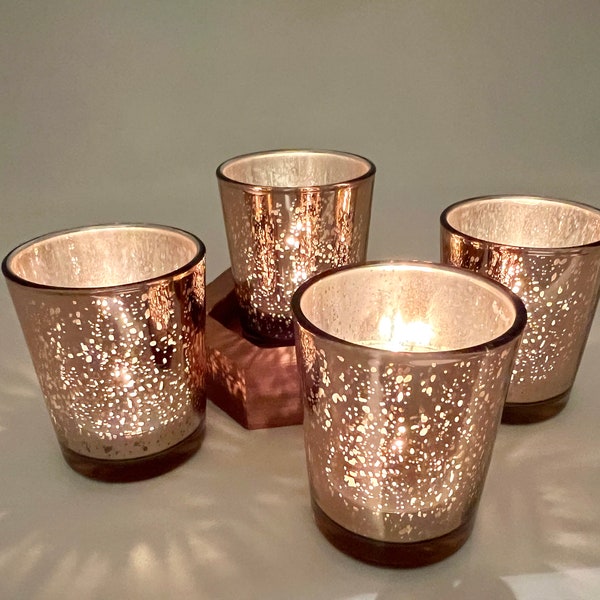 Boho living room decor with Rose Gold tea light holder glass votive for boho table setting boho home decor Rose Gold votive for tea light