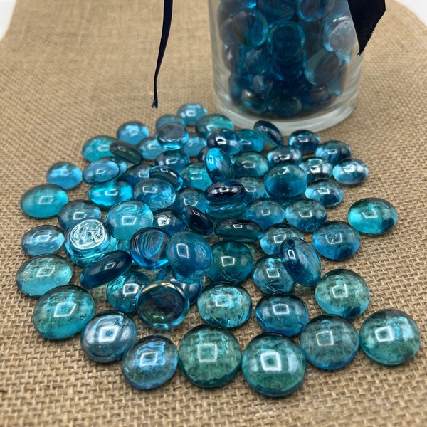 Premium glass crafting supplies blue glass pebbles for art and vases glass blue pebbles for crafts and decor blue glass for decor crafts