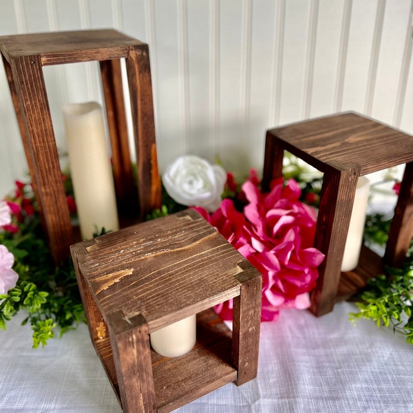 Rustic Wooden Lanterns Wooden Wedding Centerpiece Wedding Decor Bridal Shower Decor Rustic wooden lanterns Farmhouse Decor centerpiece