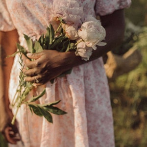 Adelaide Dress in Garden Rose Toile-Linen Puffed Sleeve Wrap Dress image 8