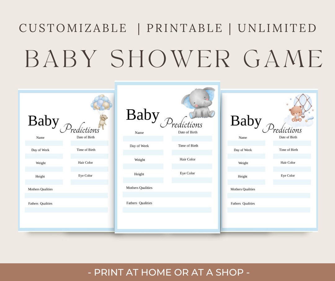 Baby Predictions Shower Game Printable Blue , Baby Prediction Guessing ...