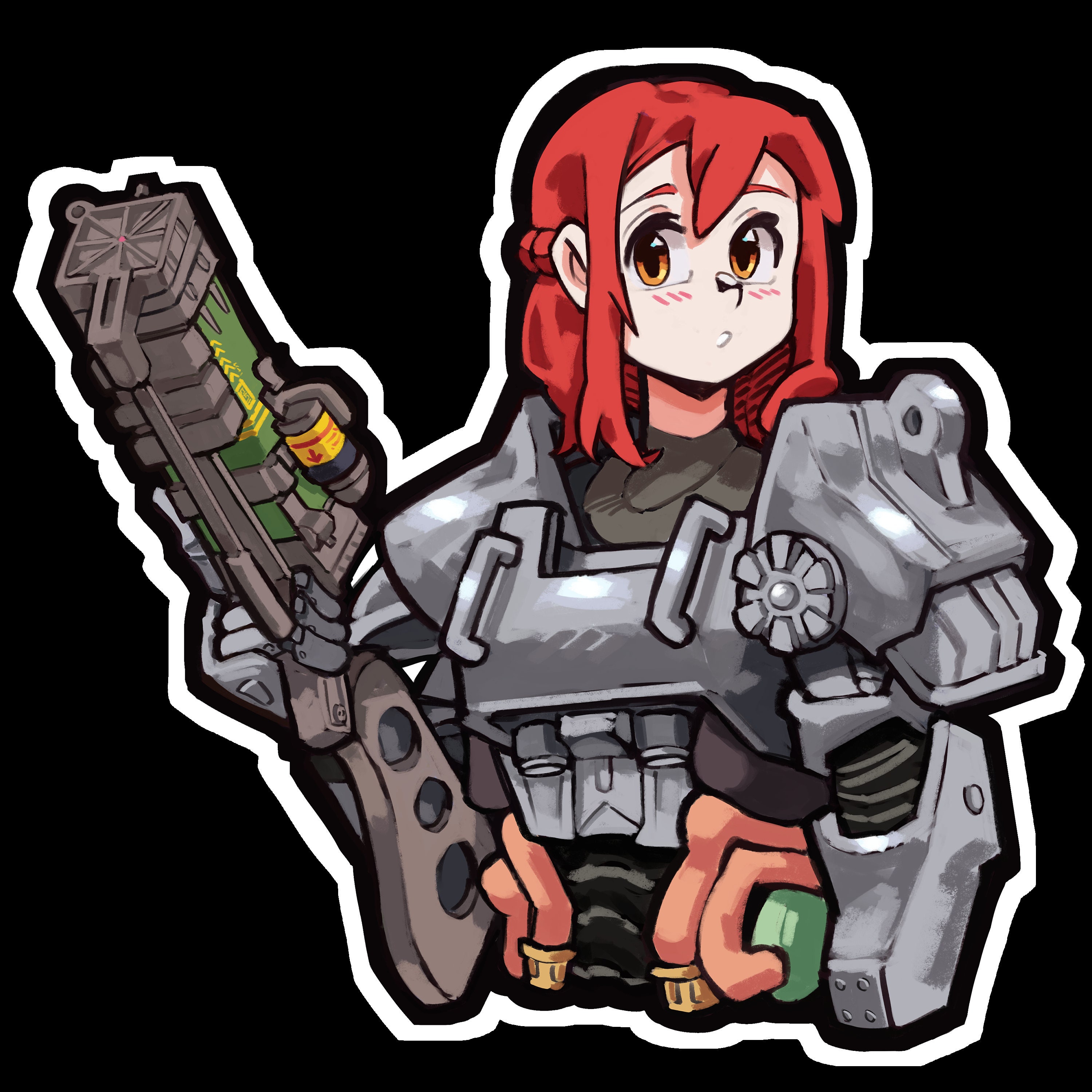 Anime Waifu Sticker | Wasteland Power Armor Knight Bos | Glossy Vinyl ...