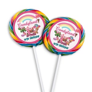 Druckbares Candyland Lollipop Etikett | Candy Land Geburtstagstüte | Süße Party Motto Geburtstag Dekorationen | Bearbeitbare Vorlage Corjl CL01