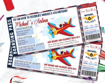 Editable Boarding Pass Template, Birthday Pass Ticket , DIY Birthday Airline Ticket, Printable Airline Invitation Ticket Corjl Template BP01