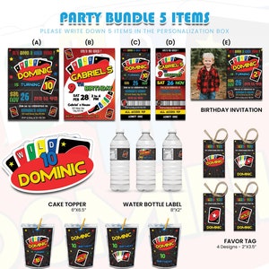 Printable Uno Party Bundle (5 Items) | Uno Birthday Party Pack | Edit Yourself | Digital Files Template Corjl Instant Download UN01