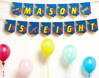 Dart Gun Birthday Banner | Water Gun War Party Decor (Instant Download) DG01