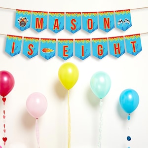 Printable Race Car Wall Bunting | Race Car Banner | Race Car Birthday Decorations | Instant Download RC01