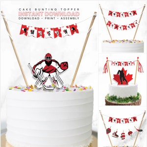 Hockey Cake Topper | Ice Skating Cake Topper | Canada Day Cake Topper | Hockey Cake Bunting | Instant Download HK01