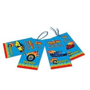 Personalized Race Car Favor Tag | Racing Car Thank You Tag | Slot Racing Car Gift Tag | Kids Birthday Party Favors | Digital Template RC01